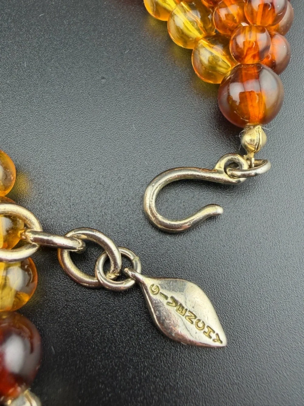 Vintage Givenchy 4-Strand Faux Amber & Baroque Pearl Necklace